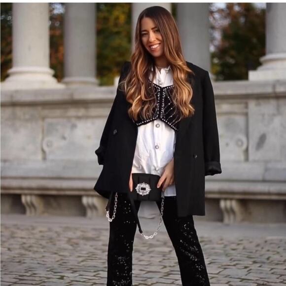 Zara Black Jewel Rhinestone BEADED MINI Quilted CROSSBODY BAG - Picture 12 of 16